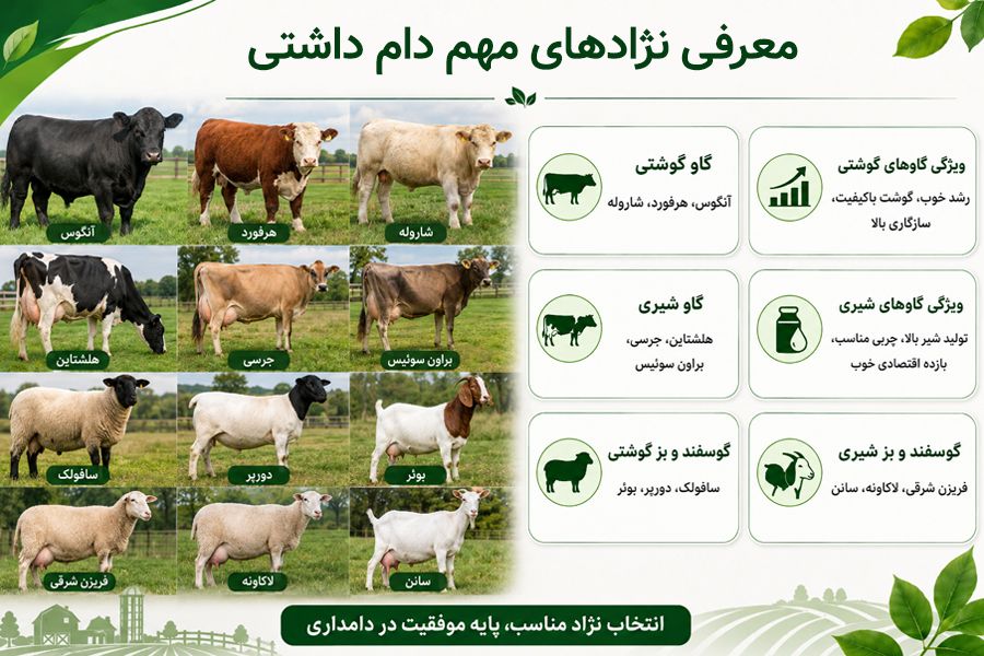 بهترین خوراک دام داشتی 3 انواع نژادهای دام داشتی