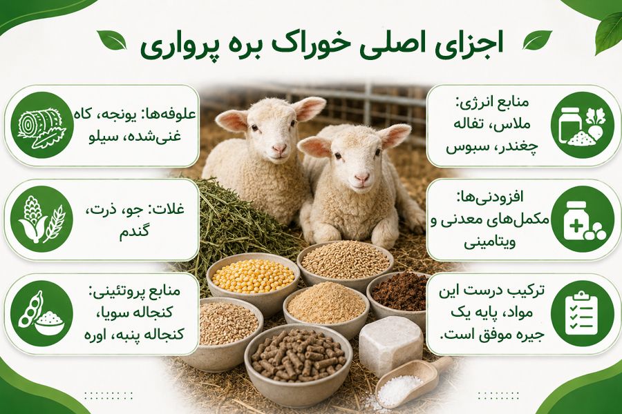 فرمول خوراک بره پرواری 1 نیاز بره پرواری