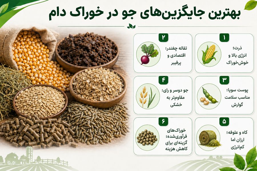 بهترین جایگزین جو در خوراک دام