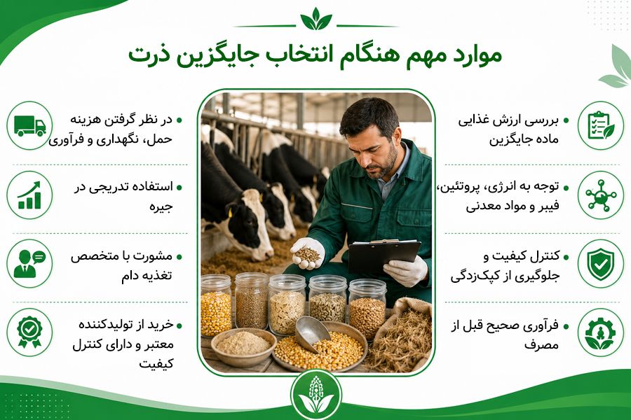 خوراک های مهم برای دام به جای ذرت